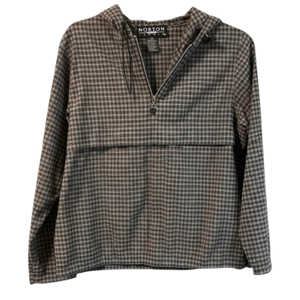 Norton Studio Petites Plaid Jacket Pullover Gray 90's Gorpcore Casual Petite S